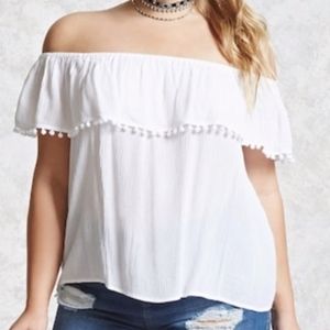 Forever 21 PLUS SIZE Off the Shoulder White Blouse